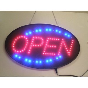 Ultra Bright LED Neon Light Open Sign Oval Style Premium Design Larger Size 22"L x 13"W x 1"H with Power On/Off and Animation On/Off Switchs by "E Onsale" U30