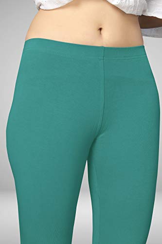 Image of Women's Cotton Skinny Leggings with Ankle Length Solid Pattern Mid Rise and Elastic Closure | Cotton Skinny Leggings for Womens