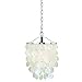 VAXCEL Elsa 1 Light Satin Nickel Coastal Capiz Shell Waterfall Pendant