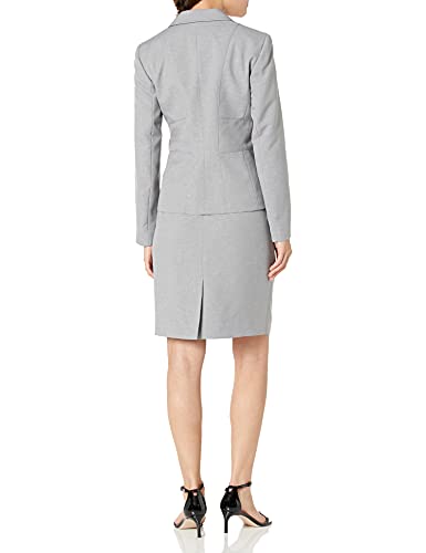 Le Suit Women's Petite 3 Button Peak Lapel Glazed Melange Skirt Suit, Grey Mist, 4P #TOP1