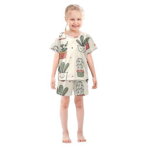 Summer Pajama Set Potted Plants, Short Sleeve Sleepwear Nightwear3