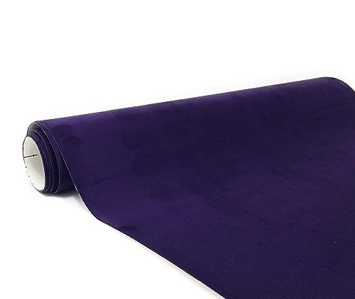 Image of Suede Fabric Wrap - Self Adhesive Film Sticker 8 x 55 Inches Silky Decal Sheet for Car Interior Furniture Upholstery DIY Elastic Stretch Peel and Stick Eggplant