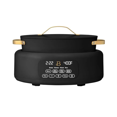 Image of Beautiful 6 Quart Electric Multi Cooker 10 in 1 with Programmable Touch Display, Slow Cook Sear Steam (Black)