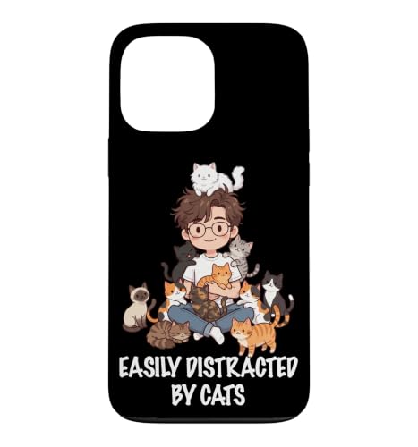 Easy Distracted By Cats Lover Man Boy Cat Dad �X�}�z�P�[�X iPhone 13 Pro Max �p