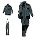 Cambkatl Men's Color Block Workwear Jacket and Bib Overalls Mechanics Coveralls 2 Piece Outfits with Multi Pockets