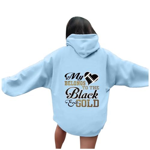 Generisch Mujer Casual Manga Larga Sudadera con Capucha con Bolsillos Cómodo Suéter Tops para el Día a día Moda Moda Casual Ropa Casual para Mujer (A4-Azul, XL), A4 azul, XL
