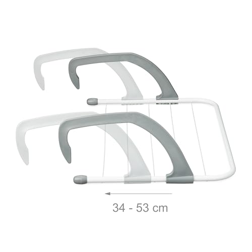 Relaxdays Wäscheständer Heizung, 3er Set, 3 m Trockenlänge, zum Einhängen, Balkon & Heizkörper, Wäschehalter, weiß/grau