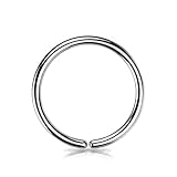 JEWEL BARREL Anneau de nez sans couture 20 g (0,8 mm) fin en acier chirurgical pour nez, s...