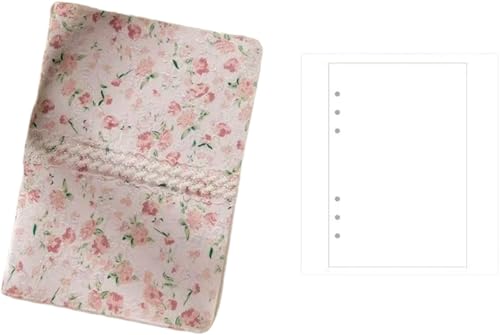 Gamire システム手帳 ノート メモ帳 布製 A5 6穴 取り外し可能 ルーズリーフ 金属バインダー かわいい パターン ?事簿 耐摩耗 持ち運び 軽量 多機能 勉? 学生 女性 家庭用 贈り物 記念品 (A6,空白ノート)