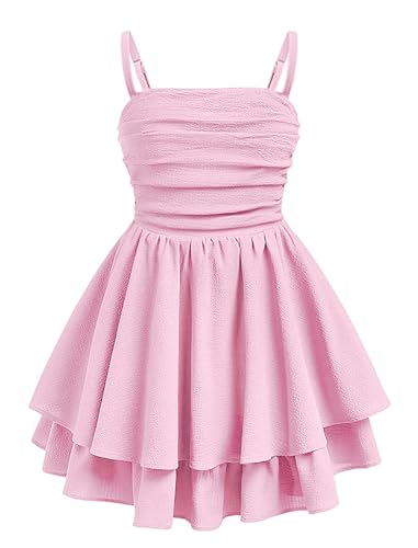 EXARUS Girls Dress Pink Teen Easter Church Formal Back to