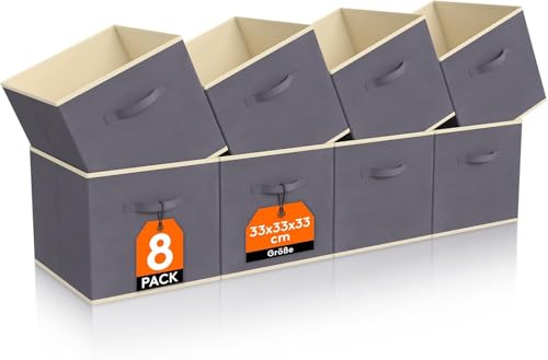 Lifewit 8 Stück Aufbewahrungsbox aus Stoff, Faltbar Aufbewahrungswürfel...