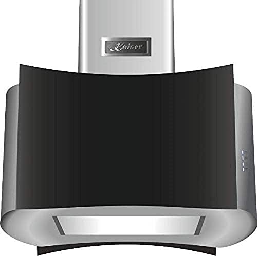 Kaiser AI 7418 Eco Campana extractora isla 70 cm, acero inoxidable y vidrio negro, 1250 m3/h, campana extractora, techo, mando a distancia, pantalla, campana, temporizador, kit de recirculación,