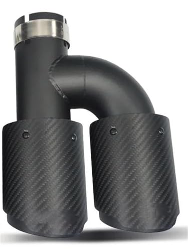 Silencieux d'échappement double sortie universel 63mm tuyau carbone noir pour auto