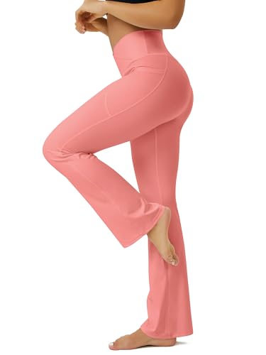 Image of FOHOFO Yoga Pants Women, Flare Leggings for Women with Pockets Crossover High Waisted Bootcut Yoga Pants