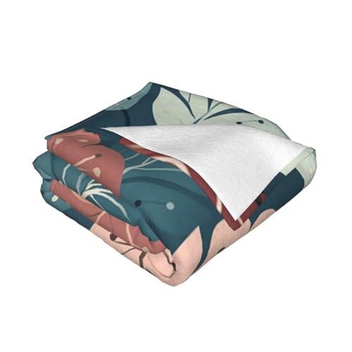 Couverture micro polaire légère et durable imprimé feuilles mignonnes toutes saisons