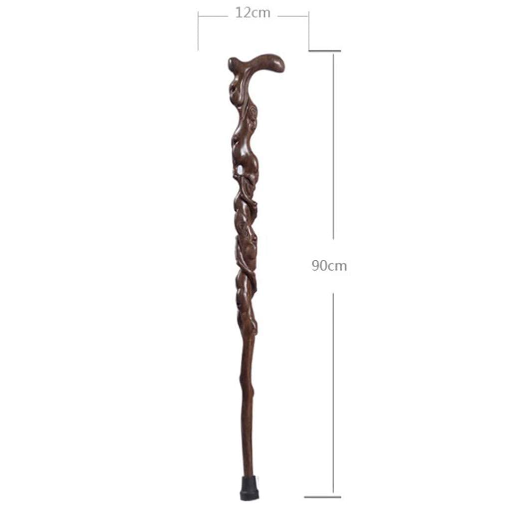 Muleta de bastón de madera maciza para tallar raíces de palo de rosa negro, material completo, de caoba, bastón de ébano africano, muletas para tallar raíces de árbol de ébano adecuado para ancianos