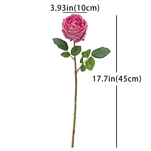 DUYONE Fake Flowers for Decoration Home Decor Artificial Flowers Austin Rose Peony Latex Fake Flower Living Room Decoration Vivid Pink Roses Peonies (Rose red 4pcs) - Image 3