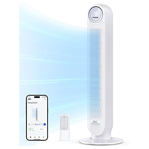 Dreo Oscillating Quiet Tower Fan, Smart Floor Fans for Bedroom, Standing Bladeless Fan with Remote, 4 Modes, 4 Speeds, 8H Timer, 28dB, Works with WiFi Voice Control