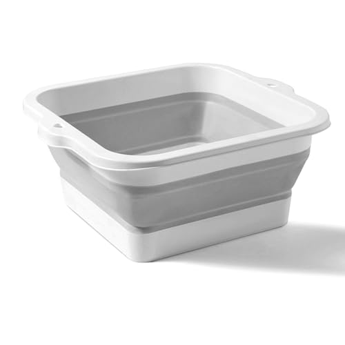 Foldable Silicone Foot Bath Basin Large Capacity for Home Travel (Grey)