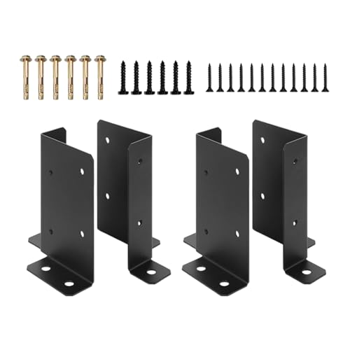 Base de postes de valla, soporte de base para postes de valla de madera, juego de 4 soportes de montaje para hormigón, terrazas, barandillas, toldos