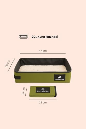 Taşınabilir Katlanabilir Su Geçirmez Kedi Tuvaleti Yeşil- - Görsel 7