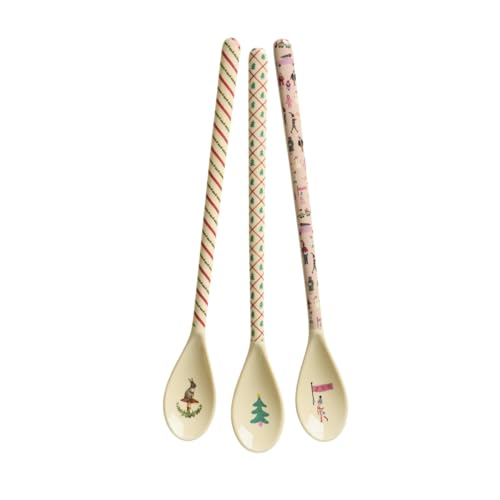 Rice Latte Löffel 3er-Set - Christmas Print - Geschirr Melamingeschirr Kindergeschirr Kinder Camping BBQ Picknick Bruchsicher BPA-frei...