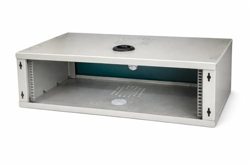 Image of SIYA 2U Wall Mount Folding Rack for DVR /NVR | 300 x 500 x 120 mm Lockable Metal Cabinet with Glass Door | CCTV & Network Rack for Home Office