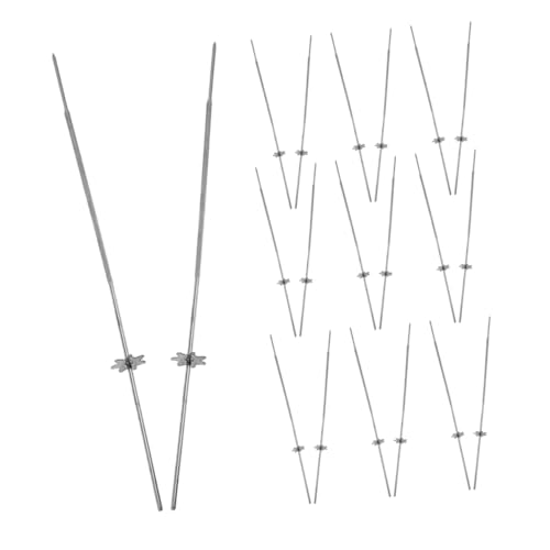 POPETPOP 20 Piezas Brochetas de Metal para Barbacoa con Sistema de Engranajes Giratorias Automáticas Inoxidable Palos Planos Reutilizables para Carne Pollo y Verduras Camping y Patio