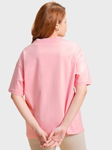 Image of Bewakoof Women's Being Savage Graphic Printed Oversized Cotton T-Shirt Oversized Fit, Round Neck, Half Sleeves