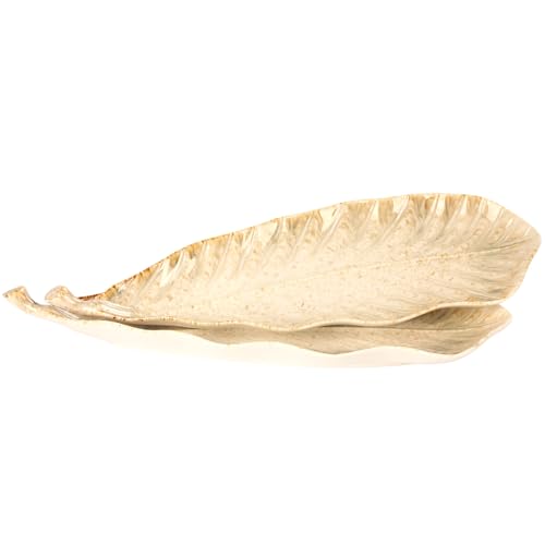 jinsongdafa Serving Platter Olives Plate Set of 2, Large Serving Tray for Entertaining, Porcelain Trays and Platters, Salad Appetizer Tray,Dishwasher & Microwave Safe, Gradient beige 17 Inch