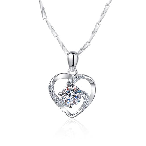 Collier cœur moissanite 0.8ct pendentif argent 925 plaqué platine 45cm NX013