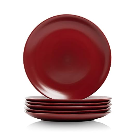 10 Strawberry Street Wazee Matte 10.5" Coupe Dinner Plate, Set of 6, Red