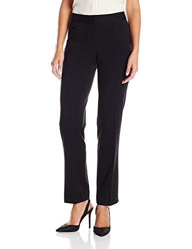 Rafaella Women's Curvy Gabardine Slim Leg Dress Pant with Pockets, Two-Way Stretch, Soft Work Slacks, 30' & 32' Inseam, Black, 8