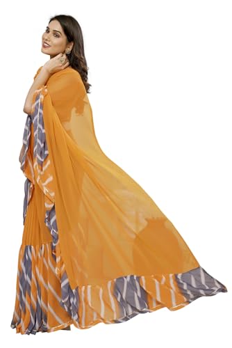 Image of RAJESHWAR FASHION WITH RF Women's Ruffles Georgette Sarees For Women With Lace & Solid Blouse(Jacket Saree)