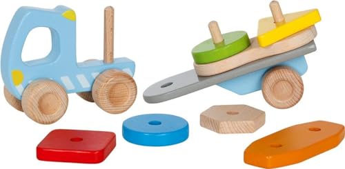 Goki Truck With Stacking Blocks, Traditional Wooden Toys for Young Children Boys and Girls Ages 2+, Multicoloured, Medium - Image 4