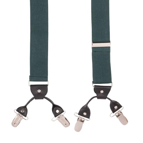 Image of The Tie Hub Suspenders for Men | Slim Clip-On Y-Back Elastic Braces | Adjustable 1.25 Inch | Formal Wedding Office