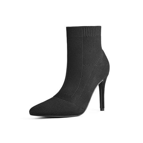 Pointed Toe Stiletto Ankle Boots for Women Trendy 4 in High Heel Sock booties