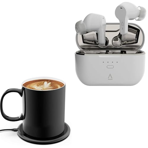 BoxWave Charger Compatible with Creative Labs Zen Air SXFI - HottieMug with Wireless PowerDisc Charger (15W), Qi Mug Warmer Coffee Desktop - Jet Black