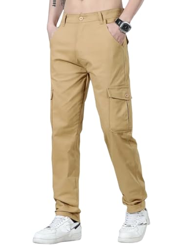 Image of Men's Cotton Cargo Pants Multi-Pocket,Comfortable Work Pants, Durable Trousers & Everyday Wear-CP-036