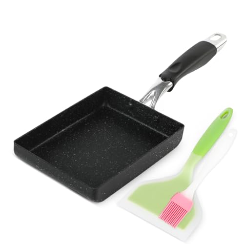 Gohytal Tamagoyaki – Sartén japonesa para tortillas/tortillas, tamago, mini sartén cuadrada, con pincel/revestimiento antiadherente, 18 x 13 cm