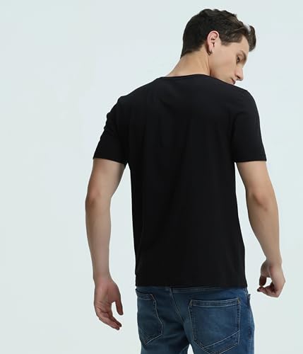 Image of TURMS Men's Casual Solid Round Neck T-Shirt, Odor Control, Stretchable & Breathable, Cotton Rich Fabric, Half Sleeve