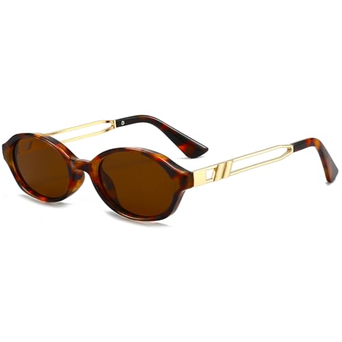 Retro Oval Sunglasses for Women Men Trendy Narrow Round Sun Glasses Y2K Designer Vintage Shades