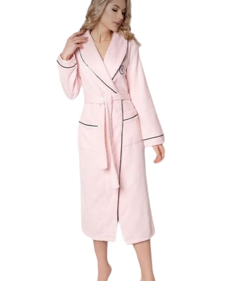 Bezzilish Home Winter Terry Unisex Bathrobe Collection With Shawl Colar Wrap Belt Super Absorbent Soft Touch Two Front Pockets and Hook Look light weight For Winter Season Pack of 1-Baby Pink
