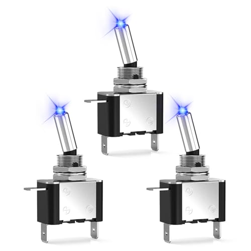 Image of Nilight 3PCS Blue LED Toggle Switch 12V 20A 3 Pin 2 Position ON Off SPS