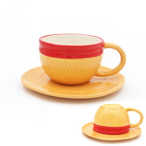 Bocguy Taza One Piece, Luffy Taza de Anime, Tazas de Café Taza de Porcelana Hecha a Mano Taza de Café Té Leche Taza de Cerámica Taza de Oficina Regalo para Navidad Cumpleaños Aniversario