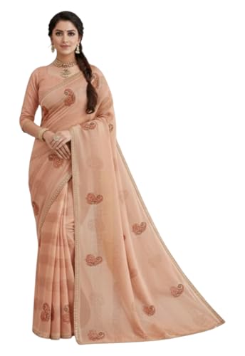 Image of Yashika Women's Georgette Art Silk Bandhej Zari Work Embroidered Saree | Women Sari