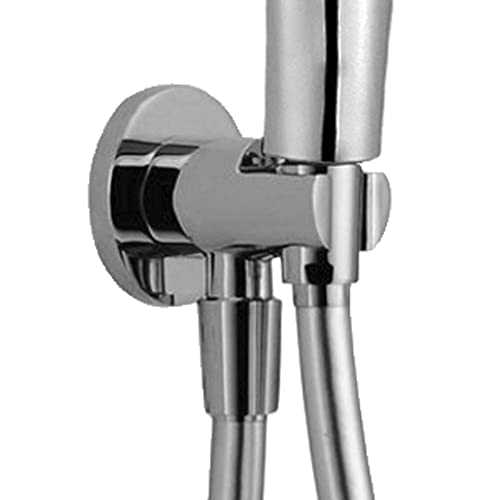 Kibath 424392 Stand Socket Hand Held Shower Handle Holder with Water Outlet for Wall Mounted Round Shape with Gloss Finish Made of Brass - Image 2