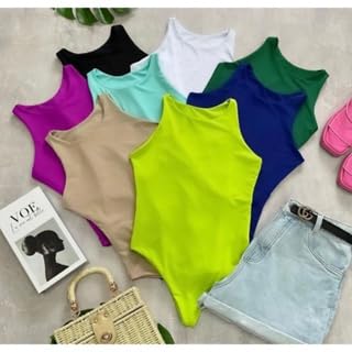 Kit 3 Body Regata Suplex Feminino Premium Moda Verão (PRETO, BRANCO E AZUL ROYAL, TAM ÚNICO 36 ao 42