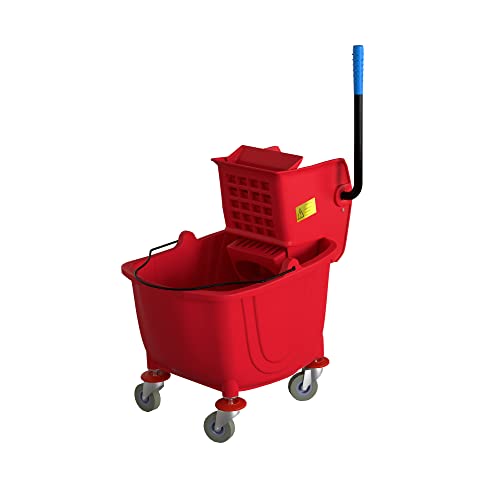 Krollen Industrial 35 Qt. Red Mop Bucket & Side Press Wringer Combo