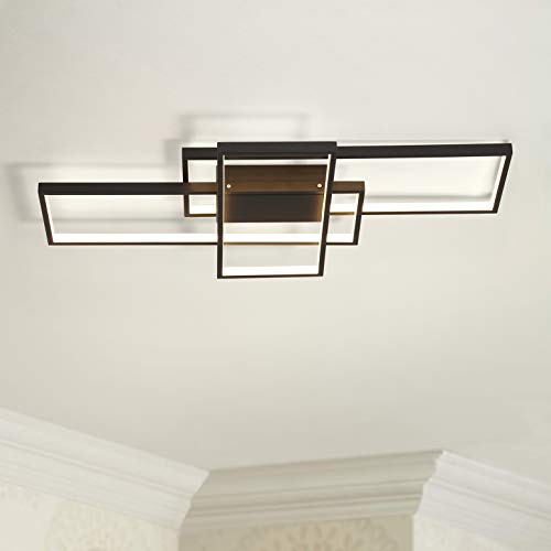 Leniure Black Modern Square Led Light Ceiling Lamp Chandelier Lighting Fixture 35" Wide 22" Deep 3" High, Warm White 3000K #TOP1